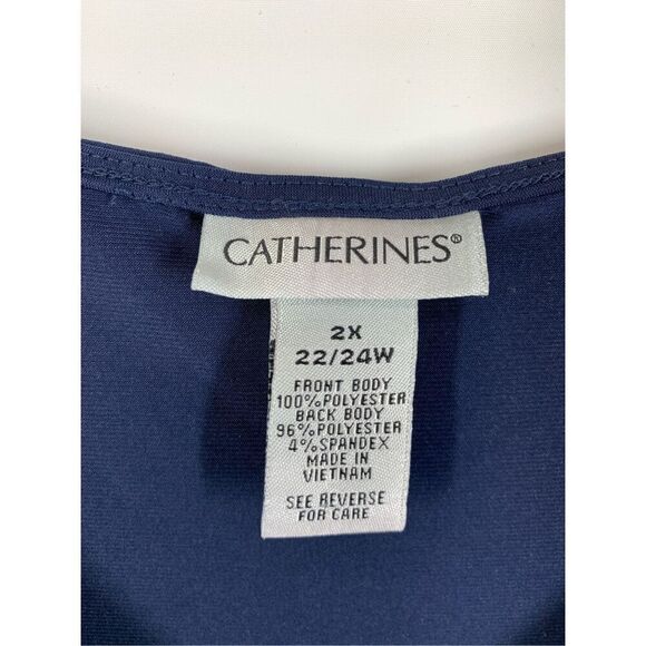 Catherines Women's Front Pleat V-Neck Sleeveless Blouse Navy Blue Size 2X - Picture 6 of 6